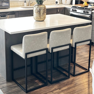 24 Inch Counter Height PU Leather Bar Stool with Backrest