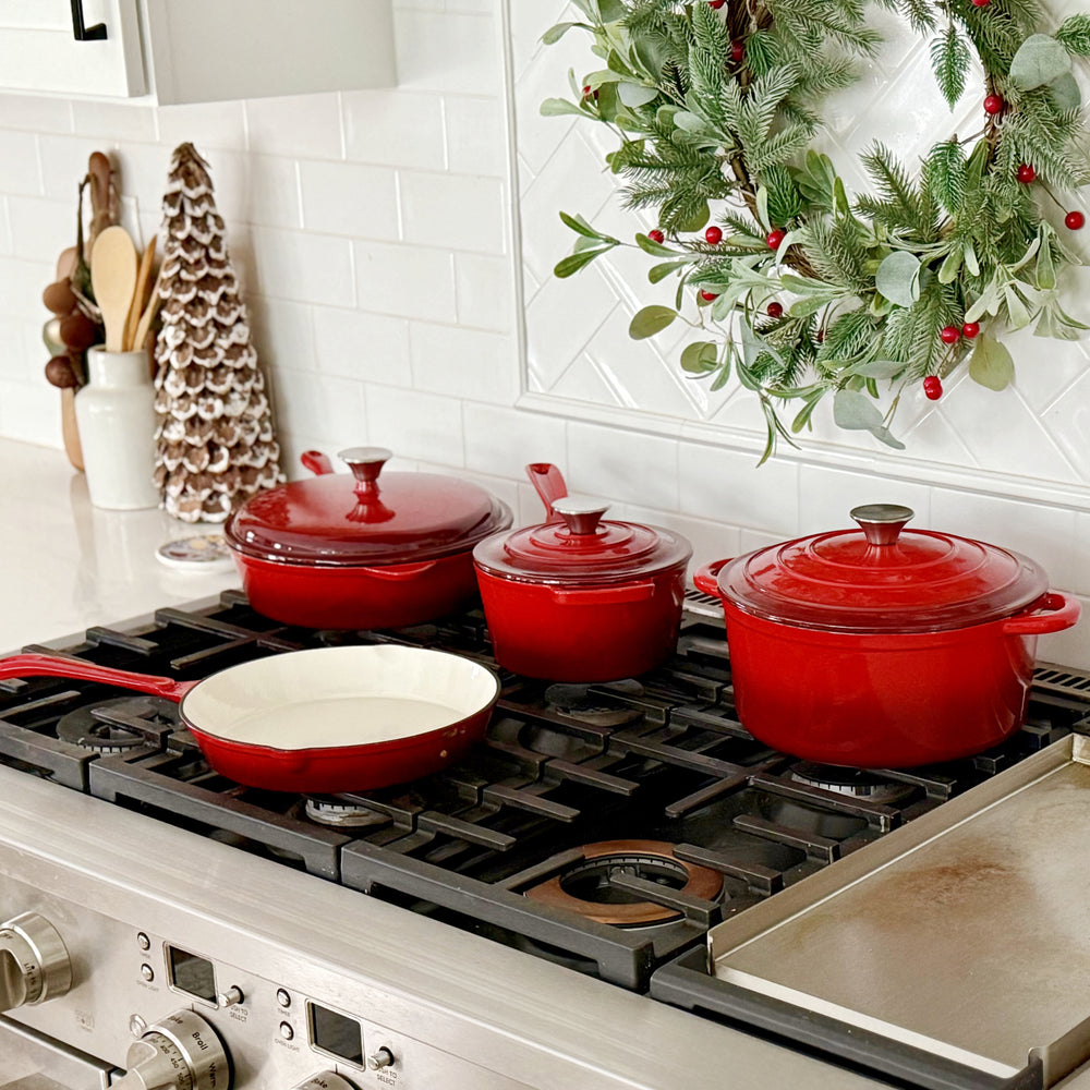 7-Piece Non-Toxic Enameled Cast Iron Cookware Set
