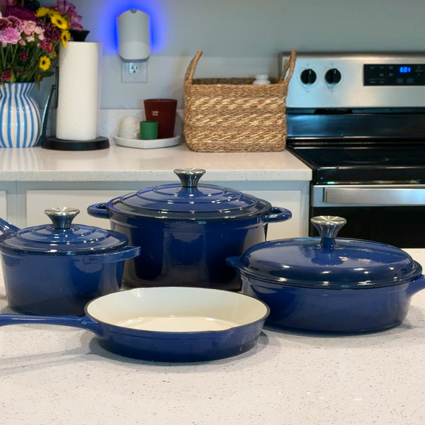 7-Piece Non-Toxic Enameled Cast Iron Cookware Set