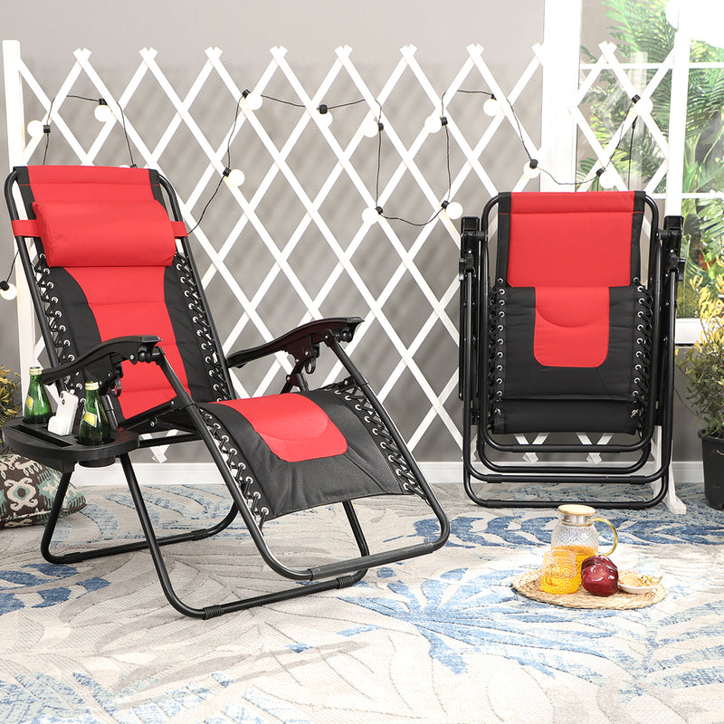 PHI VILLA Set of 2 Padded Zero Gravity Lounge Chair Folding Patio Recliner