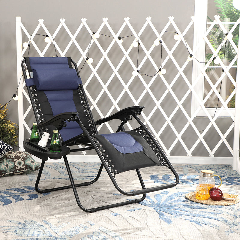 PHI VILLA Set of 2 Padded Zero Gravity Lounge Chair Folding Patio Recliner