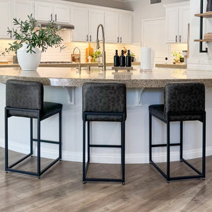24 Inch Counter Height PU Leather Bar Stool with Backrest