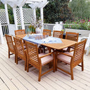 Phi Villa 7/9-Pcs Wooden Outdoor Dining Set with Expandable Table for Garden