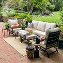 7-Seater Patio Metal Wave Sofa with Ottomans