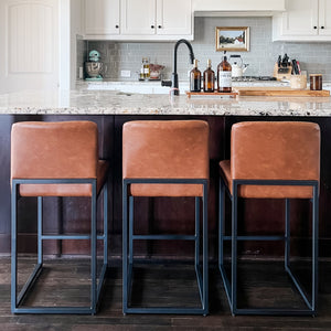 24 Inch Counter Height PU Leather Bar Stool with Backrest