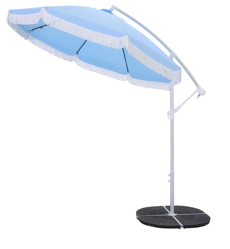 PHI VILLA 9ft Patio Crank Offset Umbrellas with Tassel for Deck, Pool, Backyard
