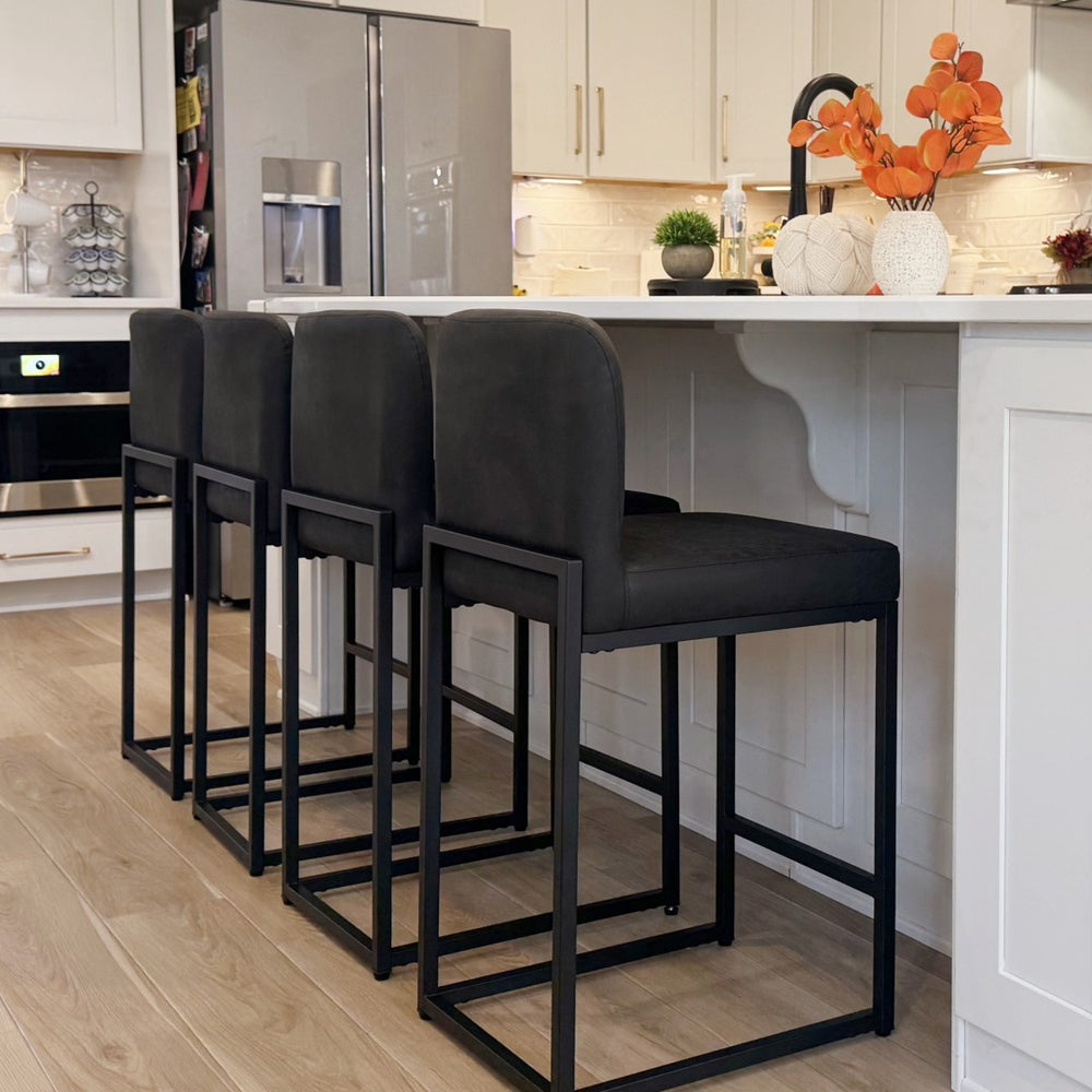 24 Inch Counter Height PU Leather Bar Stool with Backrest