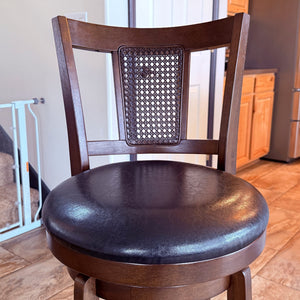 Harrison 360° Swivel Rustic Wood Bar Stools with Grid Back