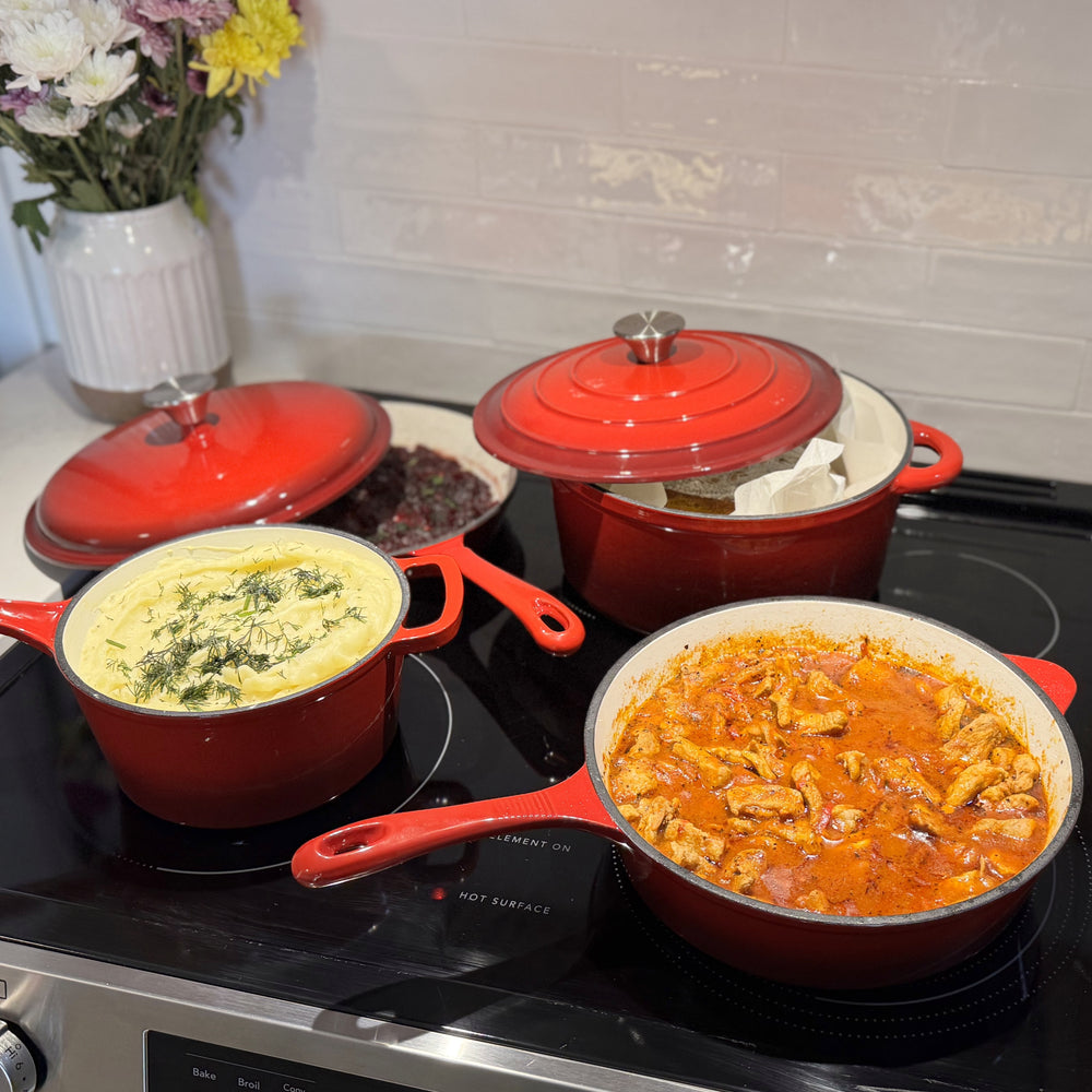 7-Piece Non-Toxic Enameled Cast Iron Cookware Set