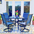 Phi Villa 5-Piece Patio Dining Set Steel Round Table & Textilene Swivel Chairs