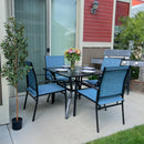 Phi Villa 5-Pcs Patio Dining Set 4 Textilene Fixed Chairs & Table