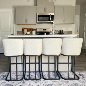 24" Modern Square PU Leather Counter Stool with Metal Frame, Set of 4