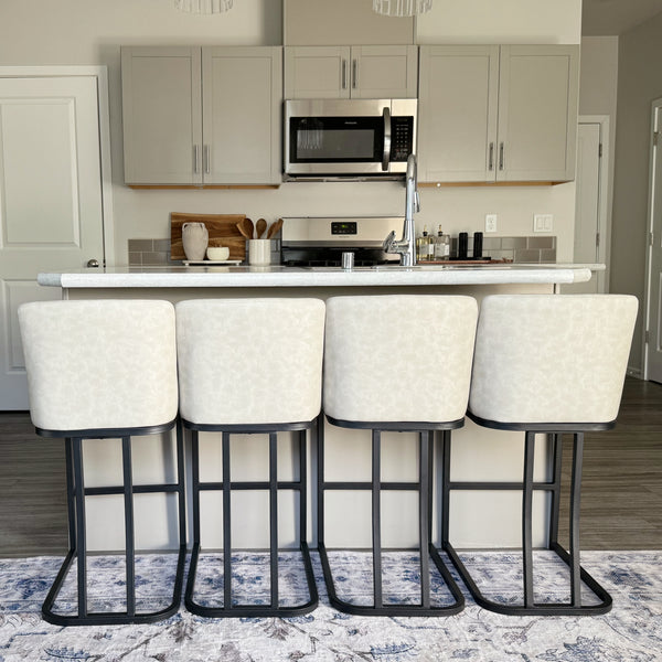 24" Modern Square PU Leather Counter Stool with Metal Frame, Set of 4