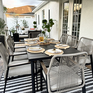 Mirage 9-Pcs Patio Dining Set with Stylish Rattan Rope Chairs & Long Table for 8