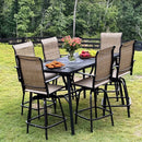 7-Piece Outdoor Bar Stool Set with 6 Seat for Poolside, Graden PH VILLA
