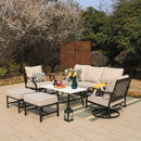 PHI VILLA 18-Piece Set with 6-Seat Dining Set and 7-Seat Steel Conversation Sofa Set and 3-Piece Padded Conversation Set