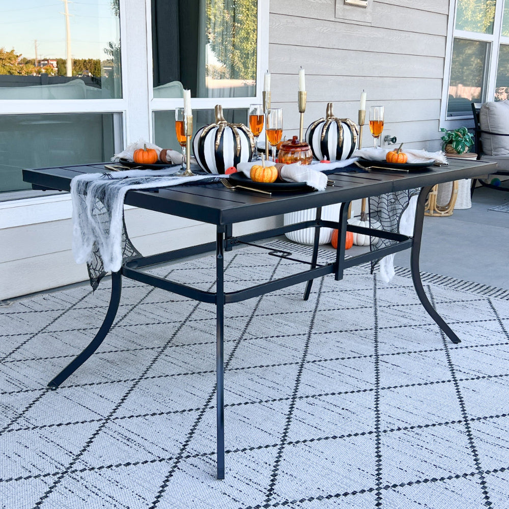 PHI VILLA Panel Steel Rectangle Outdoor Patio Dining Table