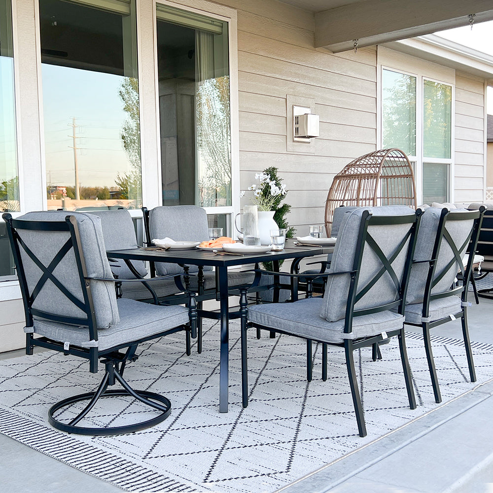 Calabash 7-Piece Patio Dining Set with Mixed Chairs
