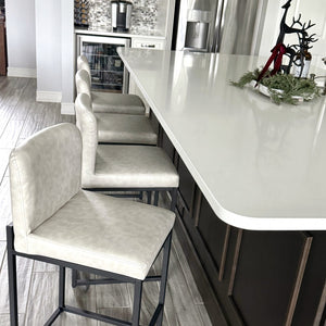 24 Inch Counter Height PU Leather Bar Stool with Backrest