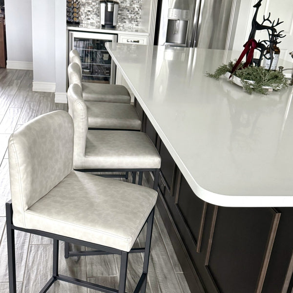 24 Inch Counter Height PU Leather Bar Stool with Backrest