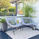 Phi Villa 2-Piece Rattan Papasan Lounge Chair with Thick Cushions