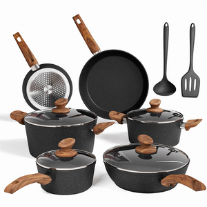Stylish Granite-Coating Nonstick Induction 12 Pieces Cookware Set