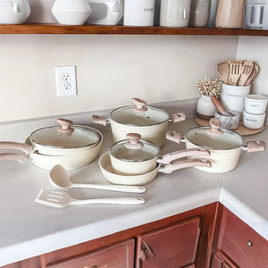 Stylish Granite-Coating Nonstick Induction 12 Pieces Cookware Set