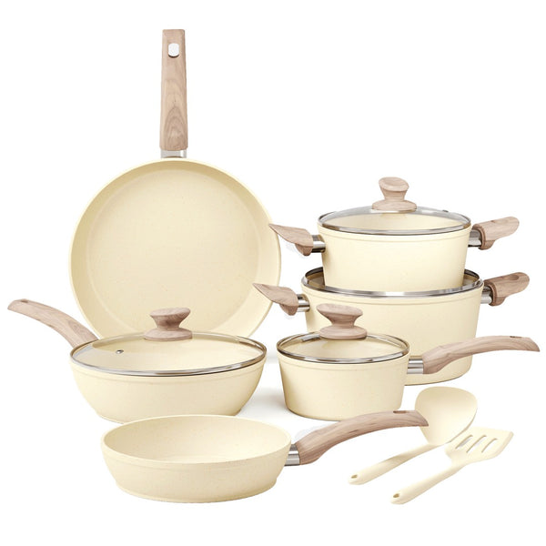 Stylish Granite-Coating Nonstick Induction 12 Pieces Cookware Set