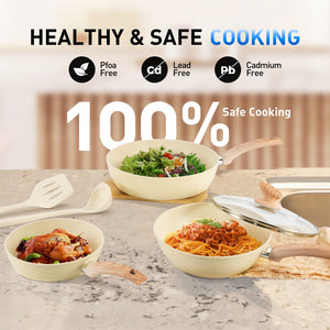 Stylish Granite-Coating Nonstick Induction 12 Pieces Cookware Set