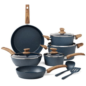Stylish Granite-Coating Nonstick Induction 12 Pieces Cookware Set
