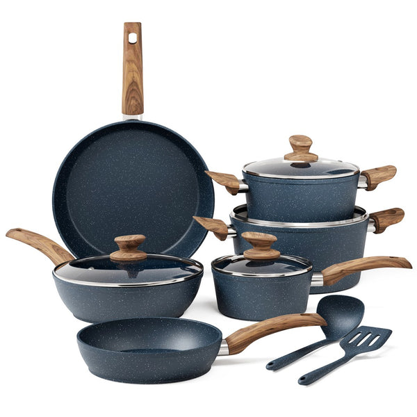 Stylish Granite-Coating Nonstick Induction 12 Pieces Cookware Set