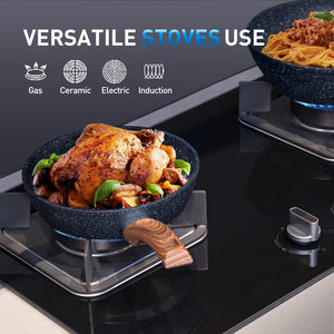 Stylish Granite-Coating Nonstick Induction 12 Pieces Cookware Set