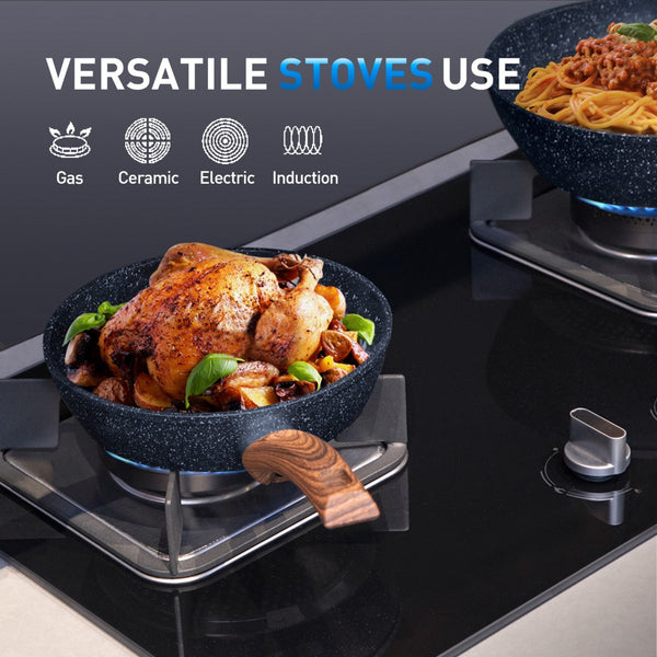 Stylish Granite-Coating Nonstick Induction 12 Pieces Cookware Set