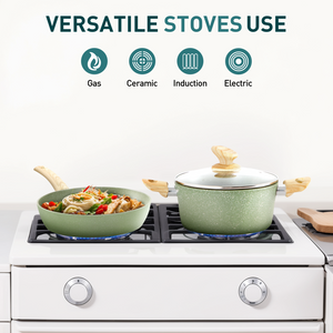 Stylish Granite-Coating Nonstick Induction 12 Pieces Cookware Set
