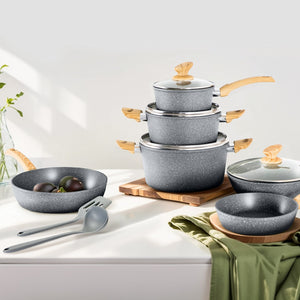 Stylish Granite-Coating Nonstick Induction 12 Pieces Cookware Set