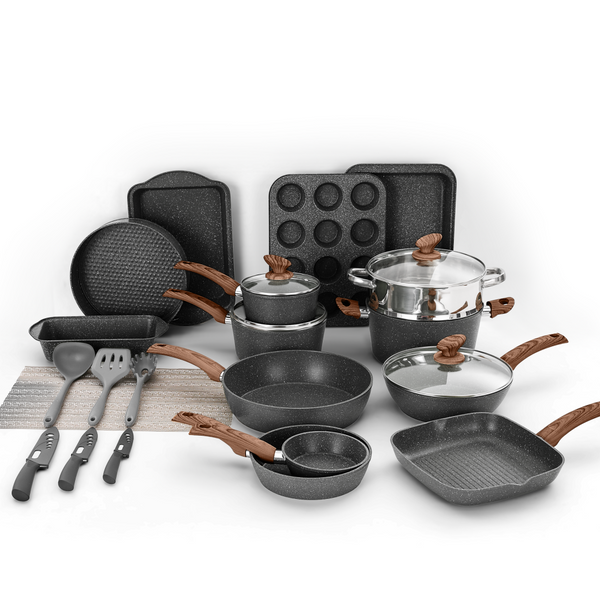 Ultimate 30 Pieces Granite-Coating Nonstick Induction Cookware Set for Easy Dinner Ideas