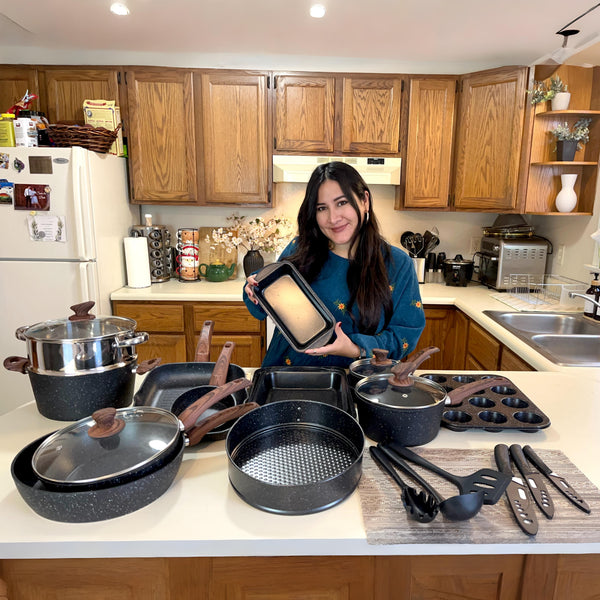 Ultimate 30 Pieces Granite-Coating Nonstick Induction Cookware Set for Easy Dinner Ideas