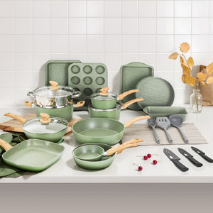 Ultimate 30 Pieces Granite-Coating Nonstick Induction Cookware Set for Easy Dinner Ideas