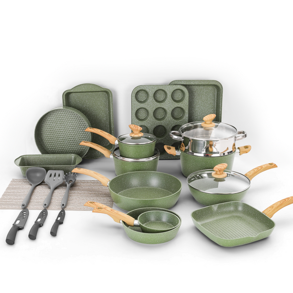 Ultimate 30 Pieces Granite-Coating Nonstick Induction Cookware Set for Easy Dinner Ideas
