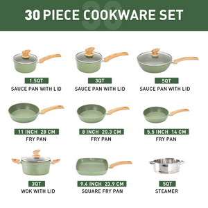 Ultimate 30 Pieces Granite-Coating Nonstick Induction Cookware Set for Easy Dinner Ideas