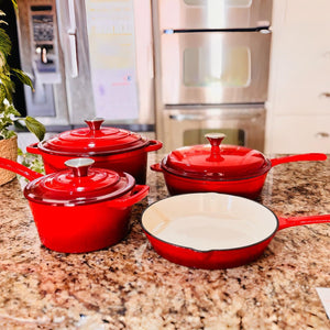 7-Piece Non-Toxic Enameled Cast Iron Cookware Set