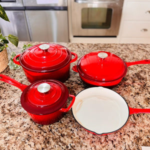7-Piece Non-Toxic Enameled Cast Iron Cookware Set