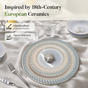 Modern Embossed Porcelain Dinnerware Set Stoneware Plates and Bowls