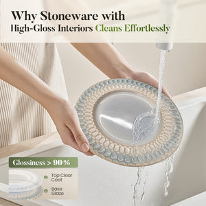 Modern Embossed Porcelain Dinnerware Set Stoneware Plates and Bowls