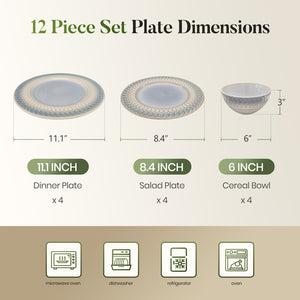 Modern Embossed Porcelain Dinnerware Set Stoneware Plates and Bowls