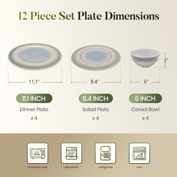 Modern Embossed Porcelain Dinnerware Set Stoneware Plates and Bowls