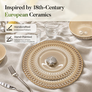 Modern Embossed Porcelain Dinnerware Set Stoneware Plates and Bowls