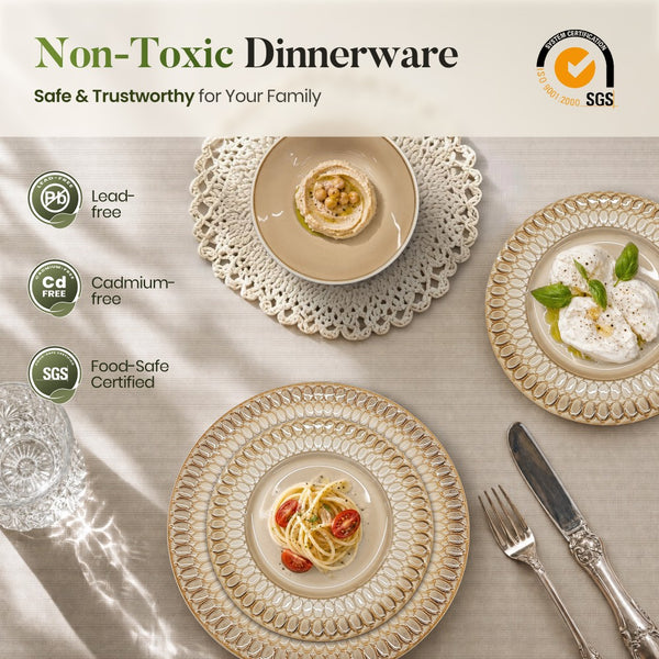 Modern Embossed Porcelain Dinnerware Set Stoneware Plates and Bowls