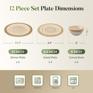 Modern Embossed Porcelain Dinnerware Set Stoneware Plates and Bowls