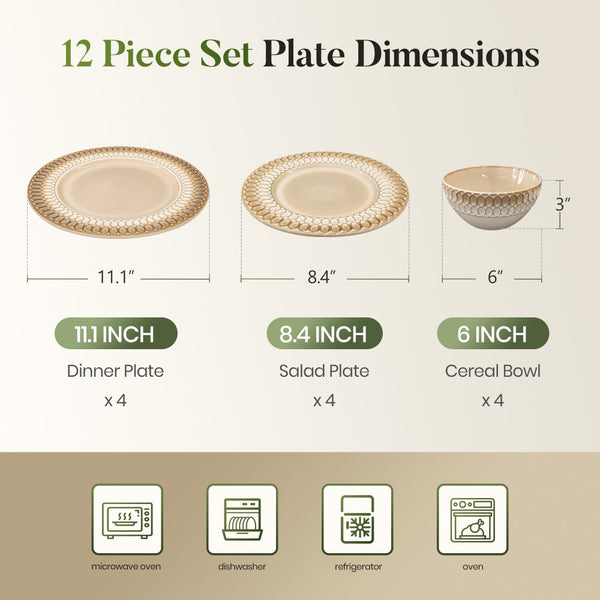 Modern Embossed Porcelain Dinnerware Set Stoneware Plates and Bowls